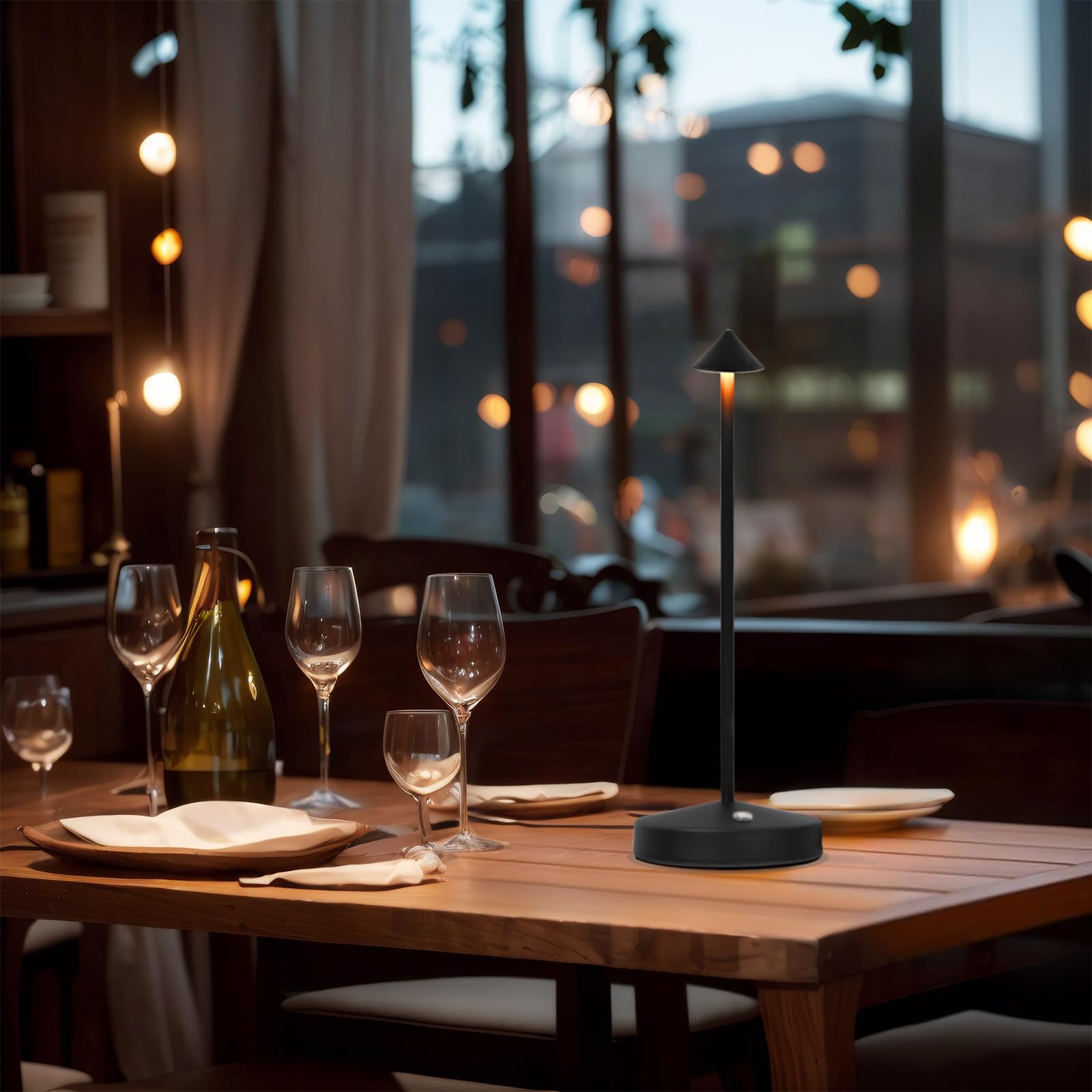 Rechargeable Table Lamps, Upgraded Portable LED Cordless Desk Lamp, 6000mAh Battery Operated Table Light, 3 Color Stepless Dimmable Night Light for Restaurant/Indoor/Outdoor