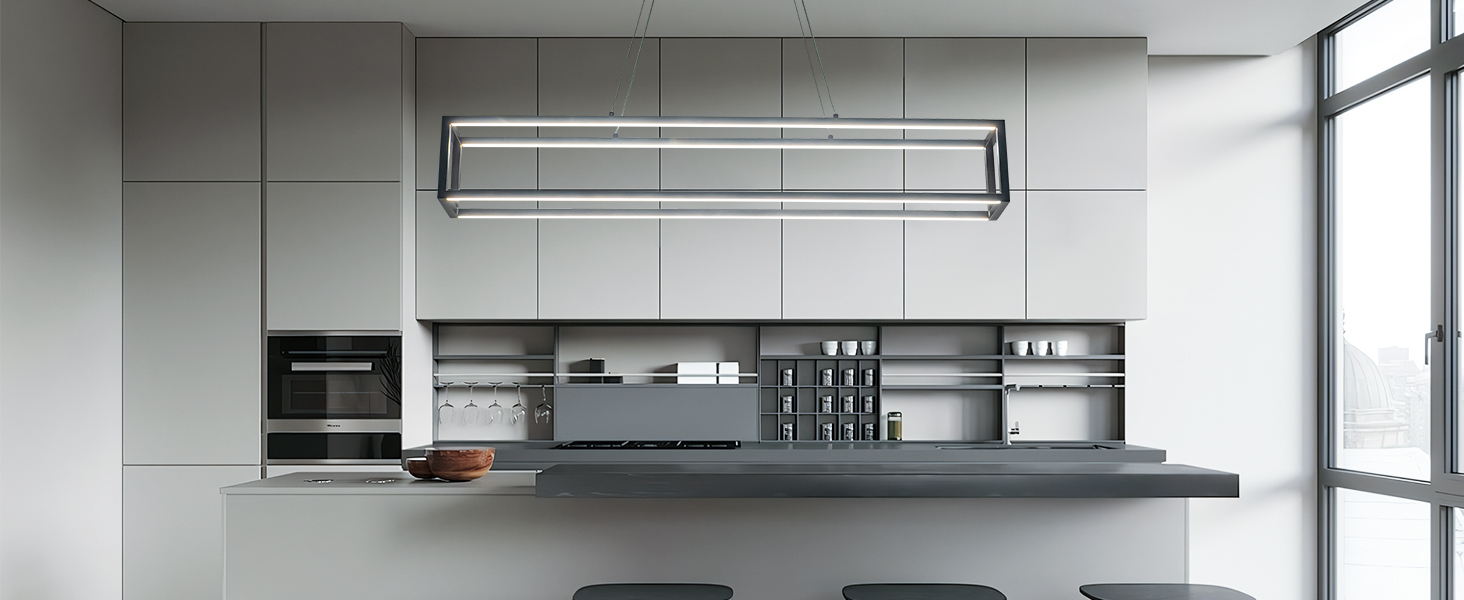 Modern LED Chandelier Linear Rectangle Chandelier Dimmable (2)