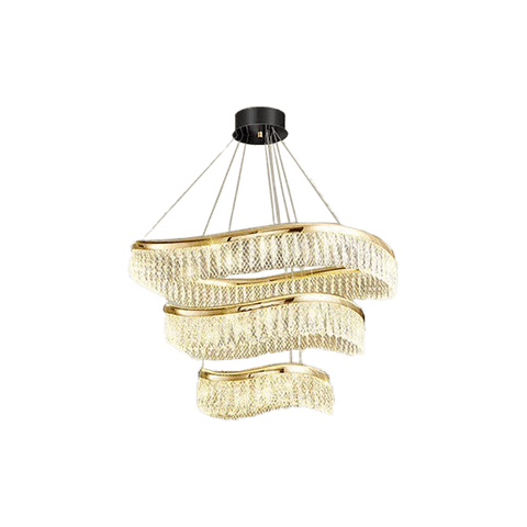 Golden LED Modern Pendant Wire Crystal Chandelier Triple 8+6+4 Chandelier