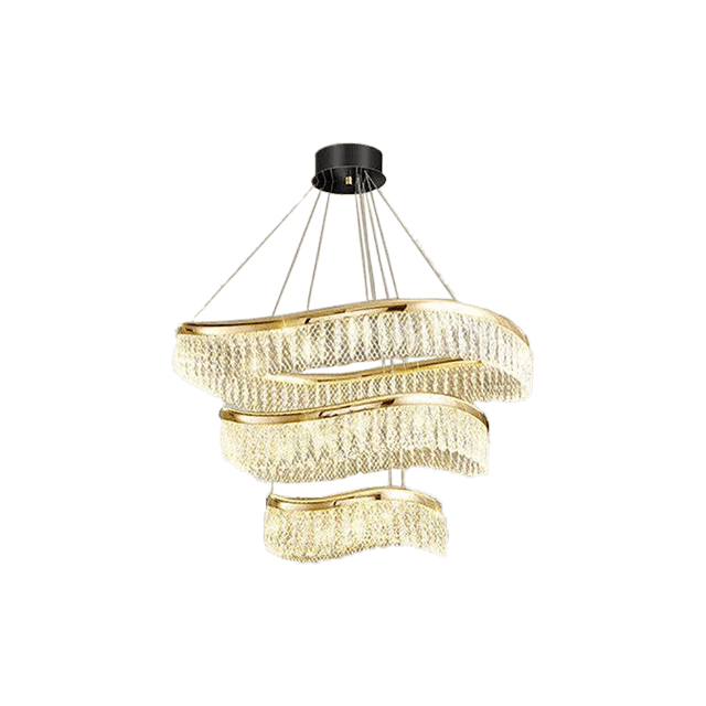 Golden LED Modern Pendant Wire Crystal Chandelier Triple 8+6+4 Chandelier
