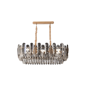 High Quality Electroplated Iron 800MM Oval LED Gold Crystal Chandelier E14 Lamp Head