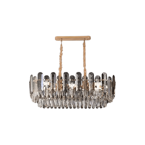 High Quality Electroplated Iron 800MM Oval LED Gold Crystal Chandelier E14 Lamp Head