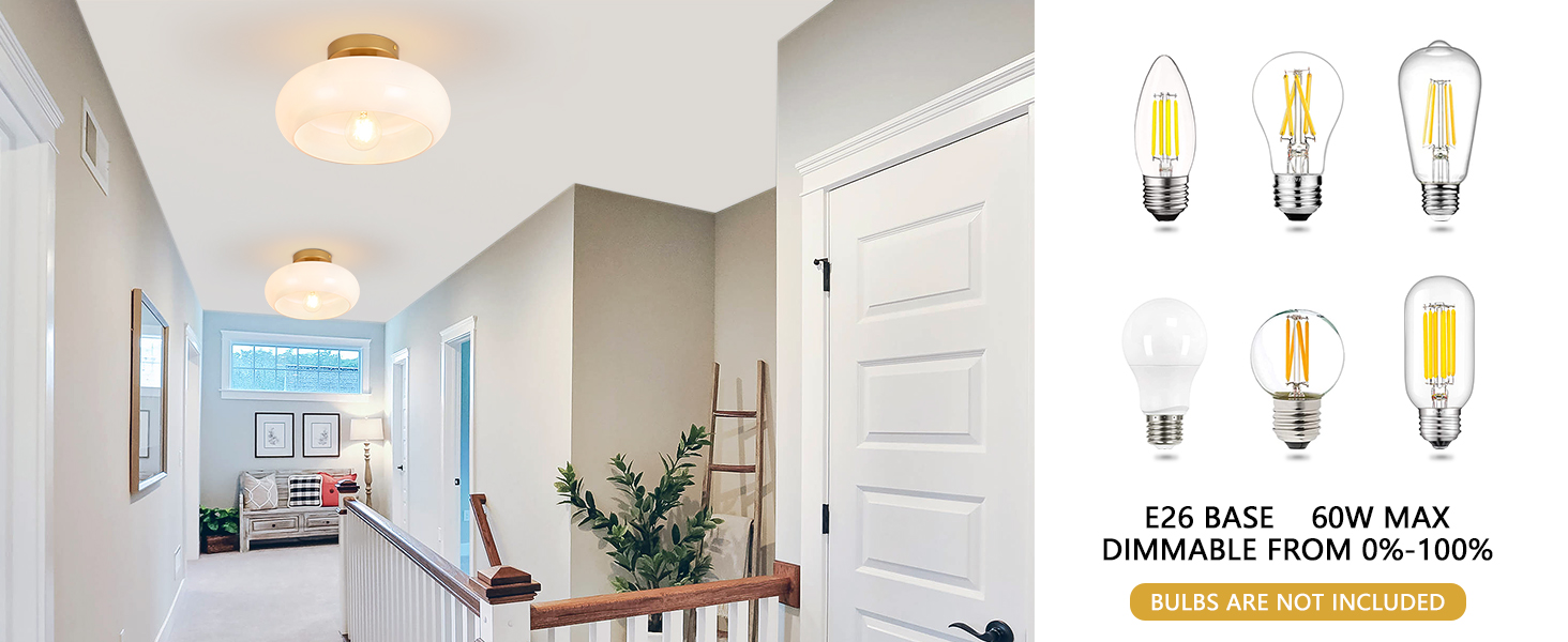 Mid-Century Modern Gold Semi Flush Mount Ceiling Light (7)
