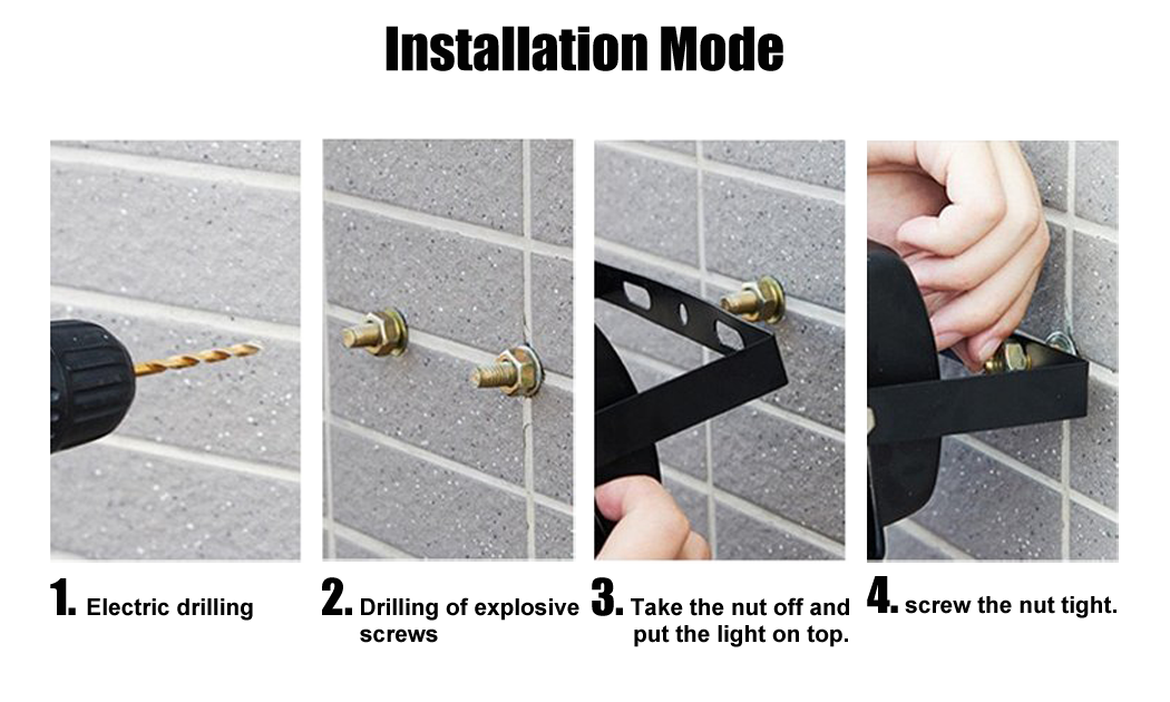8. Simple installation method solar LED floodlight IP66 outdoor lighting die-cast aluminum floodlight 25W 40W 60W 100W 200W 300W
