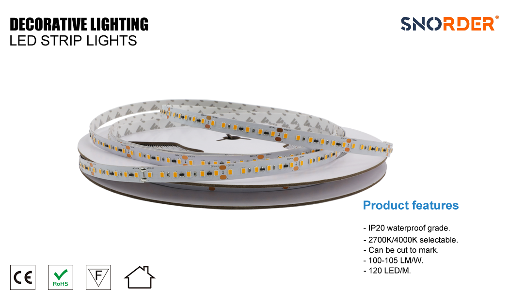 1. 8.5W modern outdoor lamp with 24V low voltage 2700K 4000K can choose IP20 indoor lamp with 20m per roll and 2835SMD