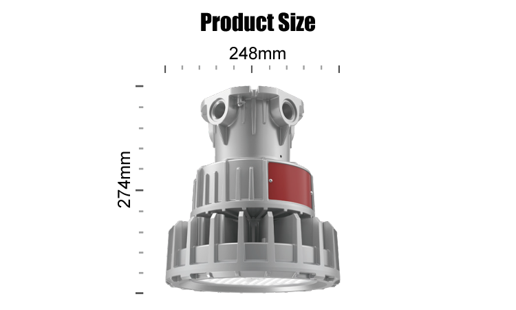 7. Product size map wholesale LED best-selling explosion-proof lamp 40W 70W can choose 5000K LED3030 gray explosion-proof lamp 5600lm 9800lm