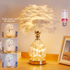 Feather Table Lamp,Romantic Decor Small Night Stands Light with 3 Color Dimmable Lighting Elegant Desk Lamp Suitable for Girl Bedroom, Living Room