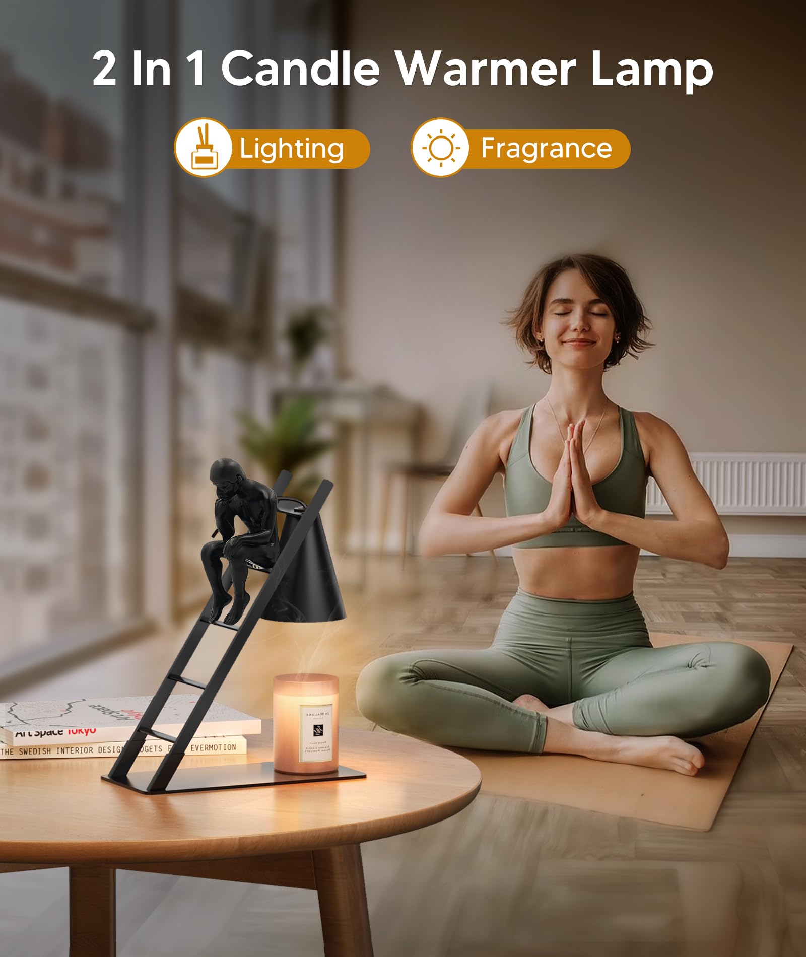 Candle Warmer Lamp with Timer, 4 Levels Dimmable Candle Lamp Warmer for Jar Candles, Modern Candle Warmer Lamp for Bedroom Home Decor, as Birthday