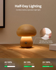 Wood Mushroom Lamp, LED Touch Bedside Mushroom Light, Portable Cordless Battery Lamp for Bedroom/Christmas