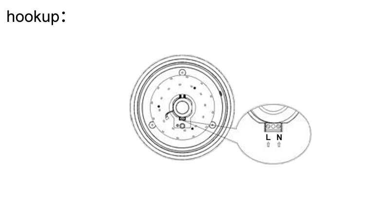 4. Schematic diagram of product installation LED Modern induction lamp Power 20W (40PCLED) 1600LMIP20 Indoor lighting infrared induction lamp sensing range is 360 degrees