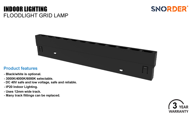 1. 12W aluminum magnetic attraction track lamp 3000K 4000K 6000K can be selected, sand white and sand black can be selected, and the beam angle is 24 degrees, with a 3-year warranty