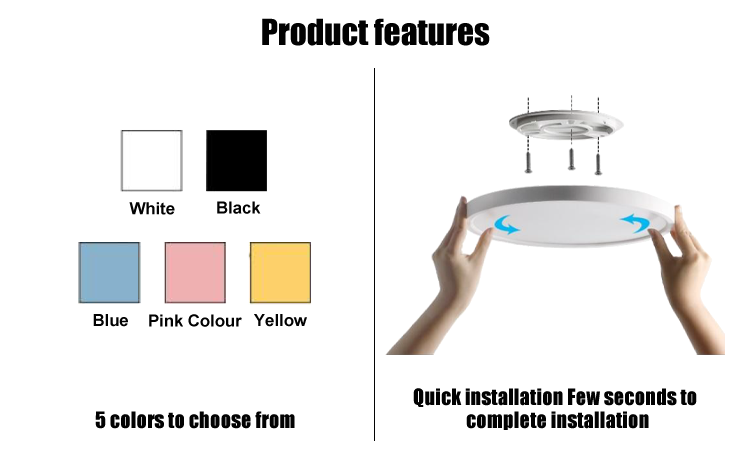 2. LED round ceiling lamp, 5 colors to choose from, simple and quick installation, 2800K-4000K-6000K ABS material selling LED ceiling lamp IP40 indoor lighting