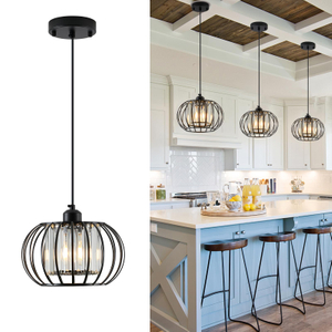 Brushed Pendant Light Fixtures, Modern Crystal Hanging Ceiling Light, Farmhouse Small Chandeliers, Metal Cage Pendant Lighting, Adjustable Pendant Lights Kitchen Island, Hallway