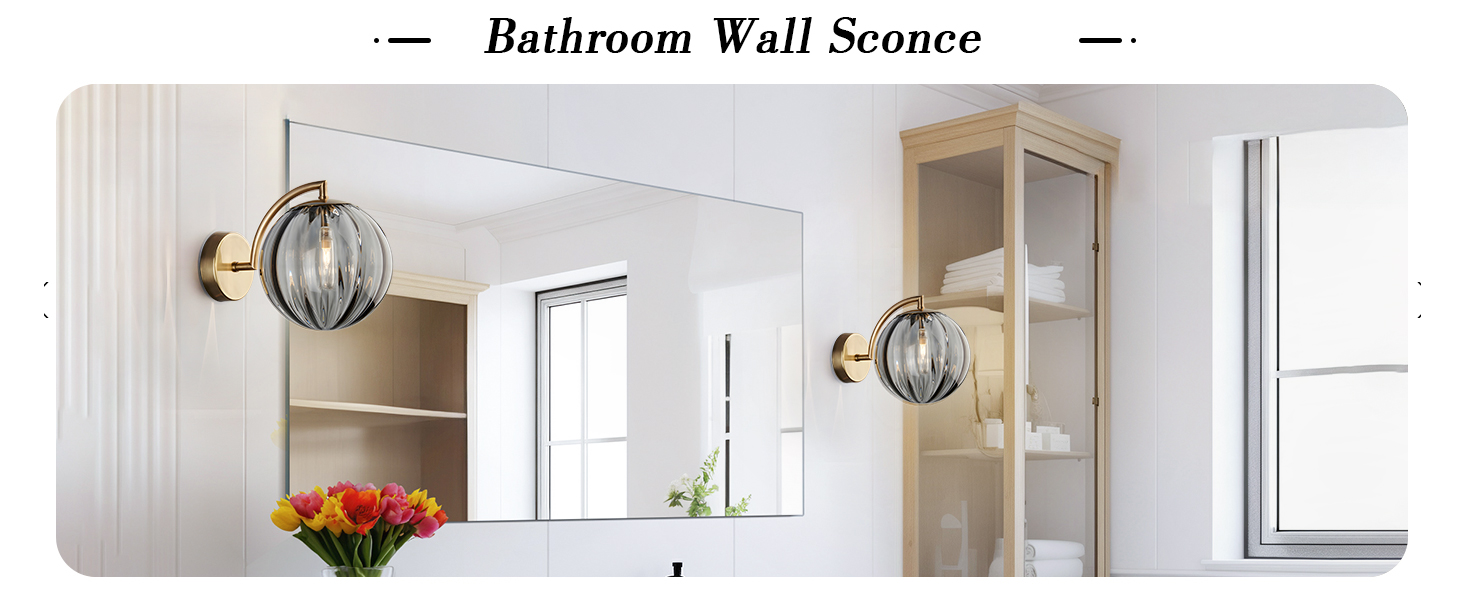 Glass Wall Sconces Brushed Brass Wall Sconce Light (3)