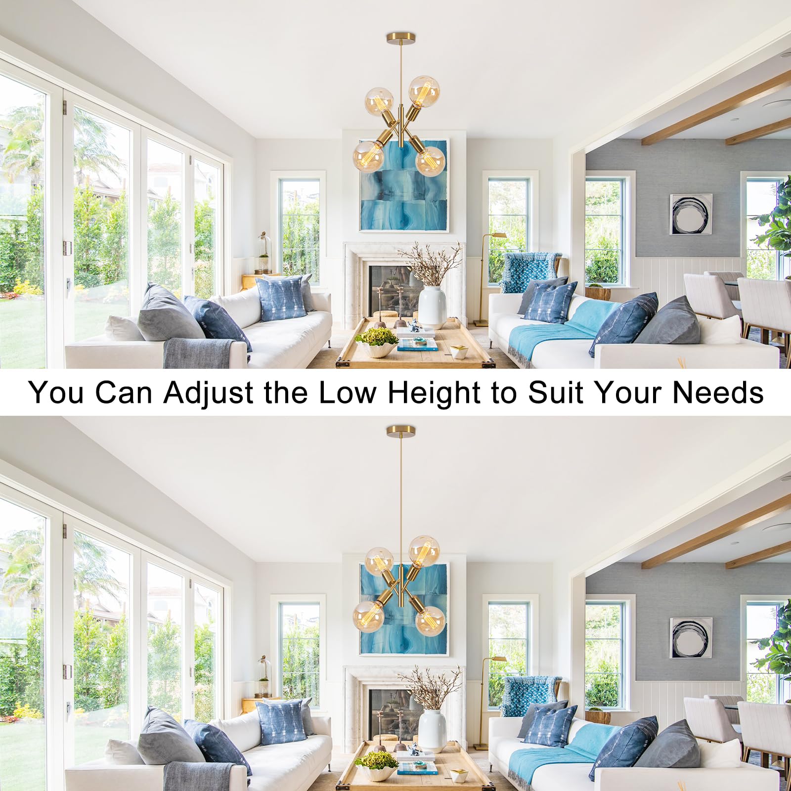 4-Lights Gold Pendant Light Fixture Dining Room Light Fixture Over Table Mid Century Modern Chandelier Gold Sputnik Chandelier for Dining Room Living Room, Bedroom, Kitchen Visit the illus illuminatio
