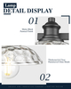 25 Inch Bathroom Light Fixtures Over Mirror, 3-Light Farmhouse Vanity Lights, Black Bathroom Lighting Fixtures with Clear Hammered Glass Shade for Bedroom, Living Room, Kitchen Sink