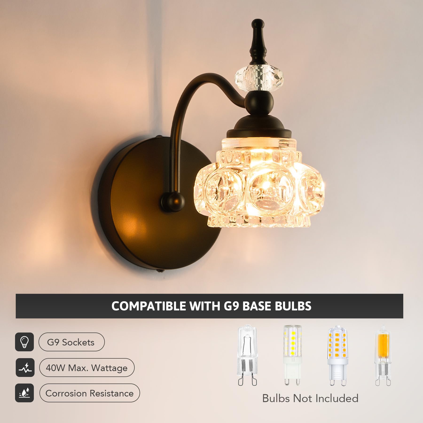  Bathroom Vanity Light Fixture, Bathroom Lights Over Mirror Black Vanity Lights, Modern Vintage Wall Lights for Bathroom Bedroom Hallway Entryway Living Room Corridor