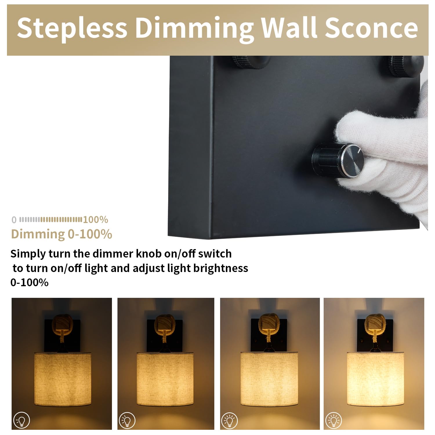  Boho Wall Sconces, Hardwired Farmhouse Fabric Wall Lamps with Wooden Arm & On/Off Dimmable Switch,Rustic Indoor Wall Mount Light Fixtures for Bedroom Nursery Living Room Bathroom
