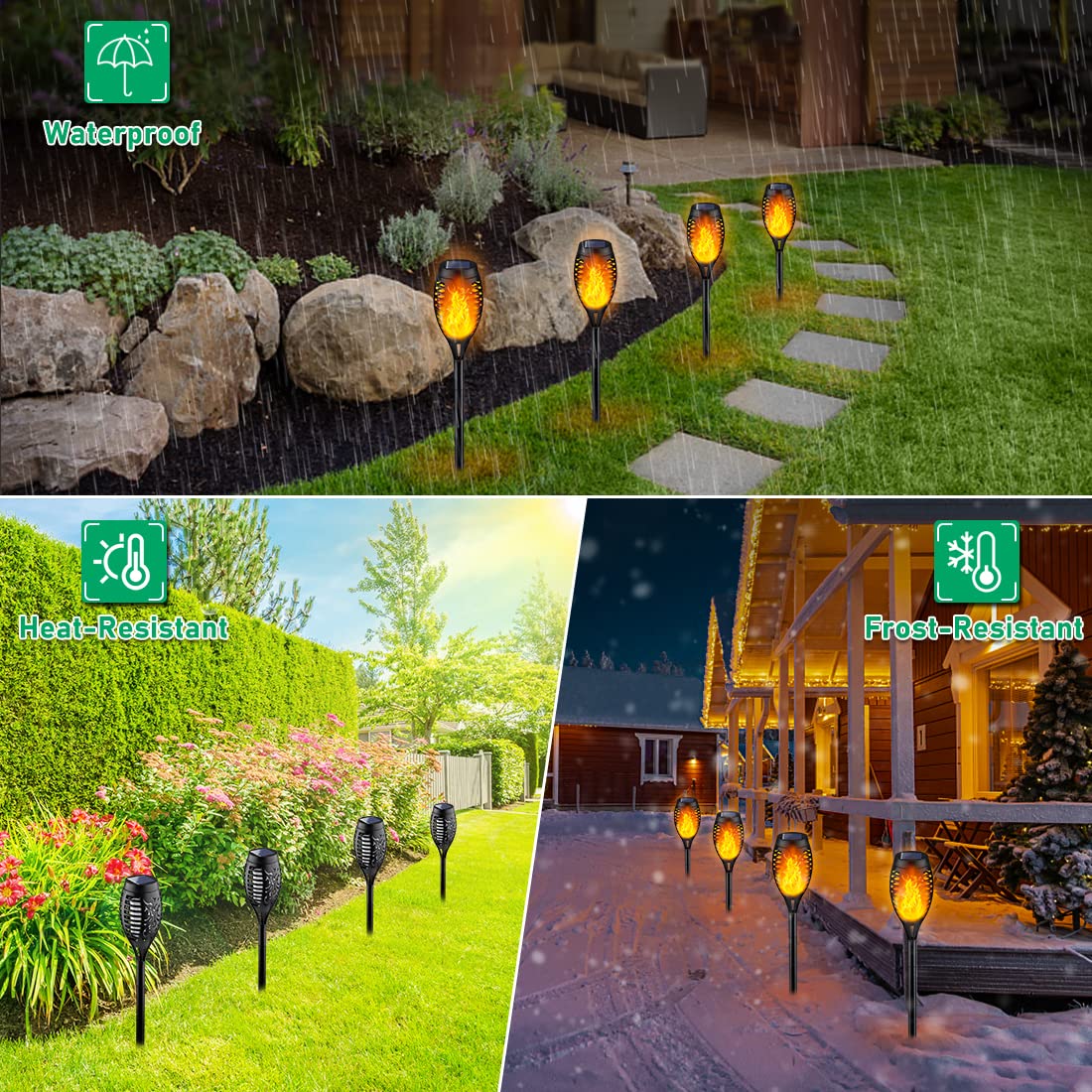 Solar Lights Outdoor, Solar Torch Light with Flickering Flame for Garden Decor, Solar Garden Lights, Waterproof Solar Powered Outdoor Lights, Flame Torches for Outside Patio Pathway Yard Decorations 