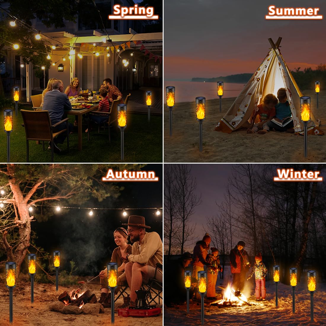 Solar Lights Outdoor Waterproof, Solar Tiki Torches with Flickering Flame, Solar Lights for Outside Decor, Solar Powered Outdoor Lights for Yard, LED Solar Garden Lights for Pathway Garden Decor Visit