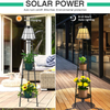 45.5'' Solar Floor Lamps with 2 Tier Plant Stand, Waterproof Metal Solar Powered Outdoor Lights Flower Shelf for Patio Deck Yard Garden Porch Decor 