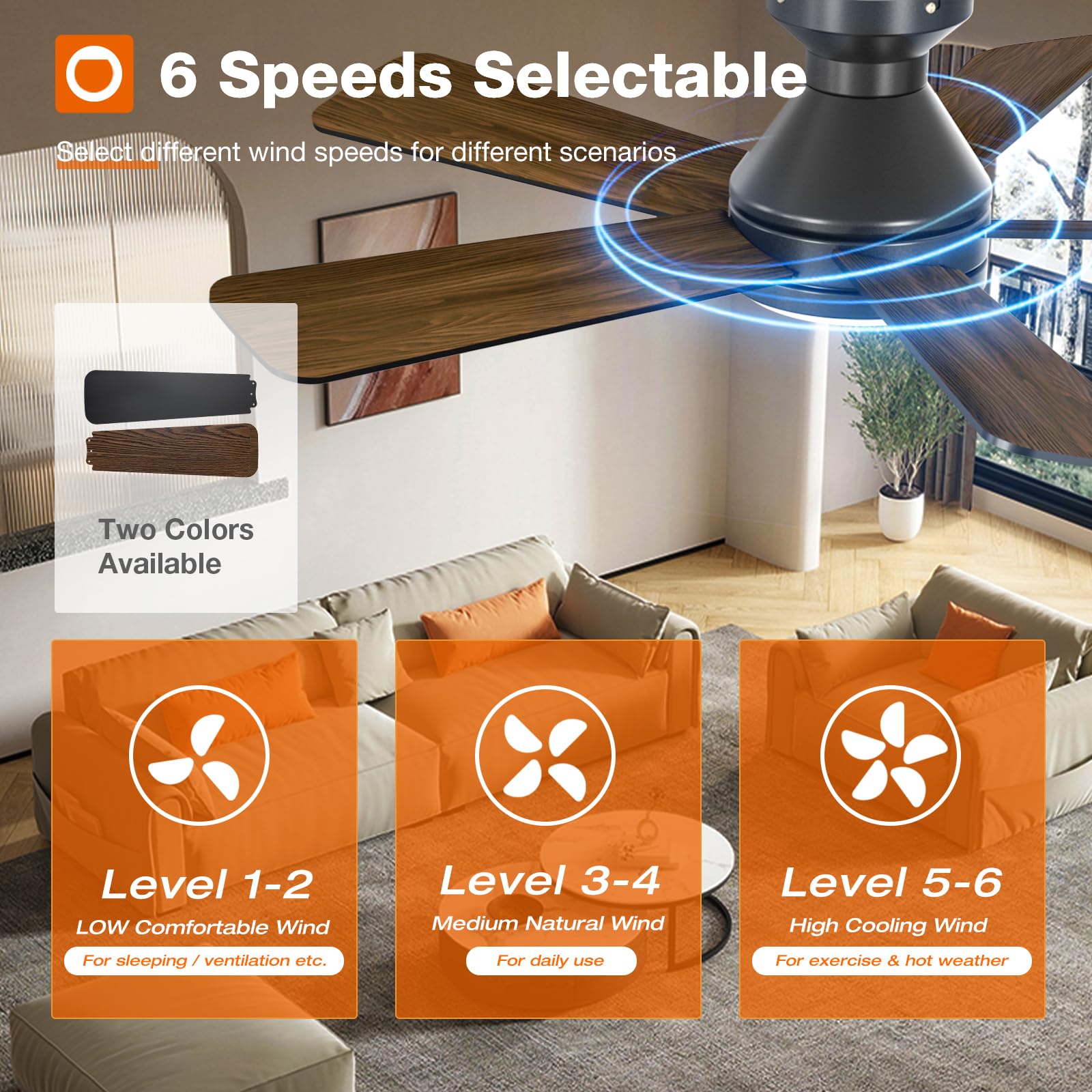 Ceiling Fans with Lights, 42 Inch Low Profile Ceiling Fan with Light and Remote Control, Flush Mount, Reversible, 3CCT, Dimmable, Quiet, Black Small Ceiling Fan for Bedroom Indoor/Outdoor Use 