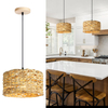 Rattan Pendant Light for Kitchen Island, 12.2in Boho Hand Woven Kitchen Light Fixtures Wicker Dining Room Lighting Coastal Chandelier for Farmhouse Bedroom Living Room Restaurants Bedside