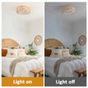 20 Inch Boho Rattan Ceiling Fan with Light,Flush Mount Ceiling Fan with Light and Remote Control,Enclosed 6-Speed Reversible Motor for Bedroom, Kitchen, Dining Room 