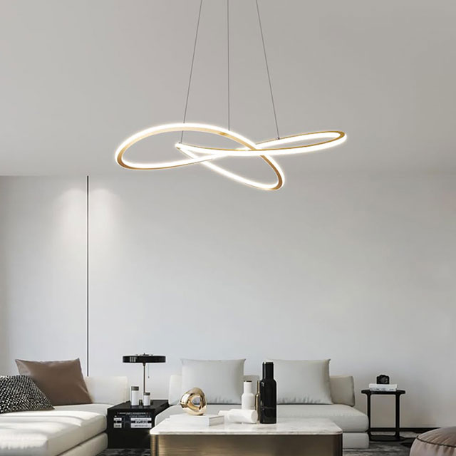 Chandelier Pendant Hanging Light Fixture Elegant Modern Contemporary Adjustable Height Minimalist Gold Ring Brushed Brass 700MM*180MM 55W 3000K 