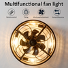 Rattan Boho Ceiling Fan with Light Flush Mount, 20 Inch Caged Ceiling Fans with Light and Remote Control, Low Profile Enclosed 6 Speeds for Bedroom Kitchen Living Room 