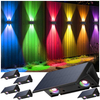  Solar Fence Lights, Fence Lights Solar Powered Warm White & RGB, Up & Down Solar Wall Lights Outdoor, Waterproof Solar Lights 120 Lumens Bright Dusk to Dawn for Yard/Pool/Porch/Patio/Railing