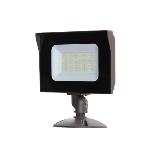 LED black floodlight with base, 5-year warranty, DOB photoelectric sensor