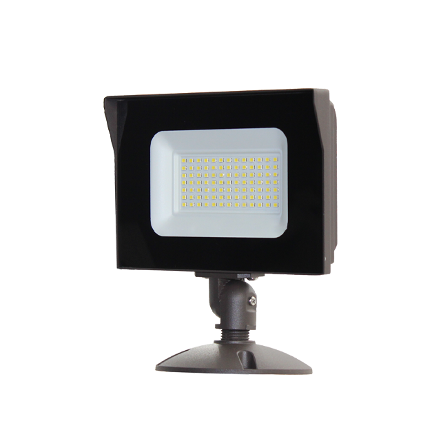 LED black floodlight with base, 5-year warranty, DOB photoelectric sensor