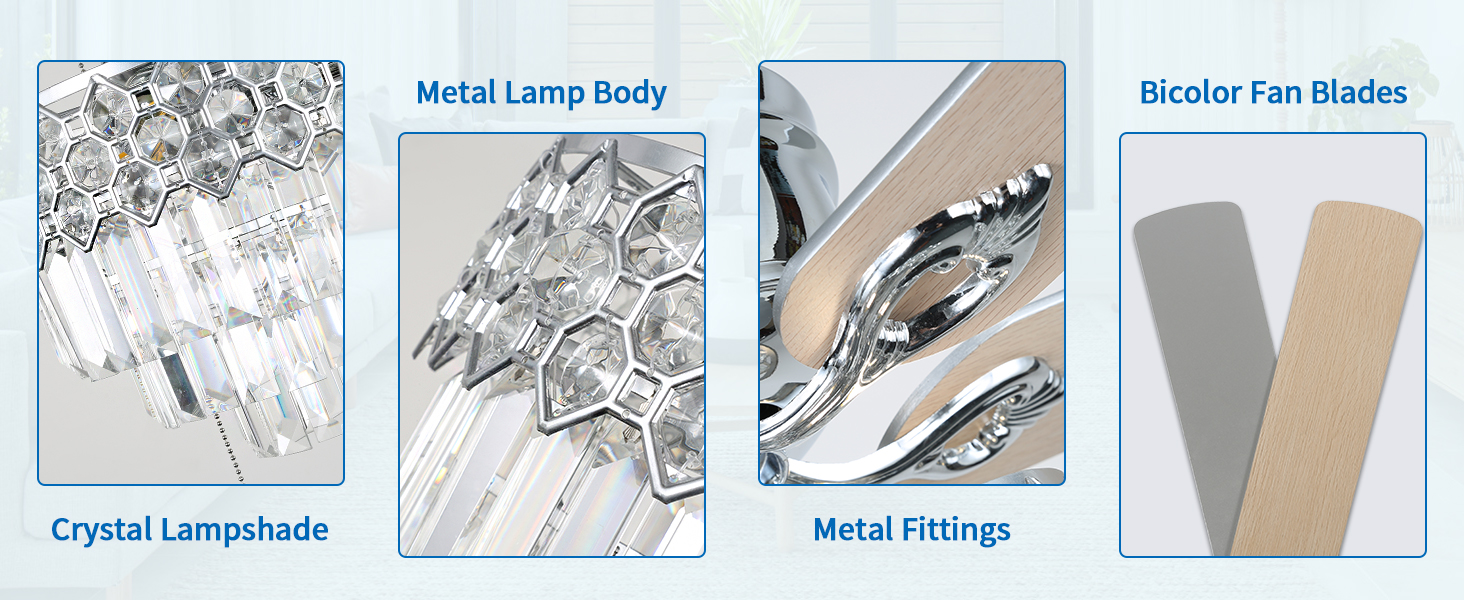 Crystal Ceiling Fan with Lights and Remote (5)