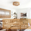 20 Inch Boho Caged Ceiling Fans with Lights Flush Mount, Layered Rattan Ceiling Fan with Light Remote Control with Reversible 6 Speeds for Bedroom, Nursery, Living Room, E12 Base