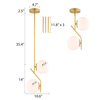 Pendant Light Fixture Glass Globe Pendant Light Mid Century Pendant Lights 2-Light Modern Pendant Light for Dining Room 