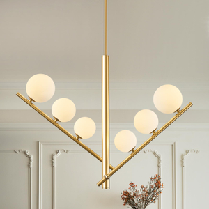 Modern Chandelier, 6/12 Lights Sputnik Chandelier Mid Century Chandelier with Milk Glass Shade Large Ceiling Pendant Light Fixture for Living Dining Room Foyer Bedroom