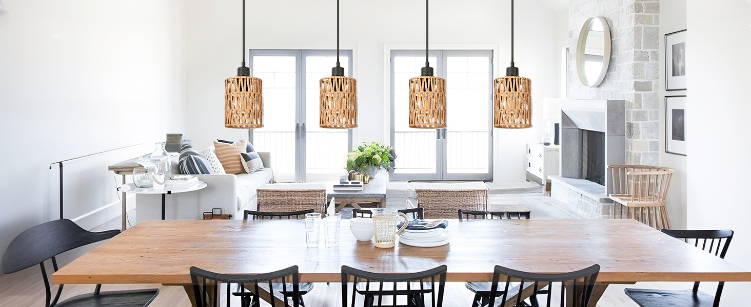 Boho Rattan Pendant Light for Kitchen Island (4)