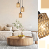3 Lights Rattan Pendant Light, Farmhouse Dining Room Light Fixtures Ceiling Hanging, Boho Pendant Lighting with Hand Woven Wicker Shades for Kitchen Island Living Room Bedroom Foyer Hallway 