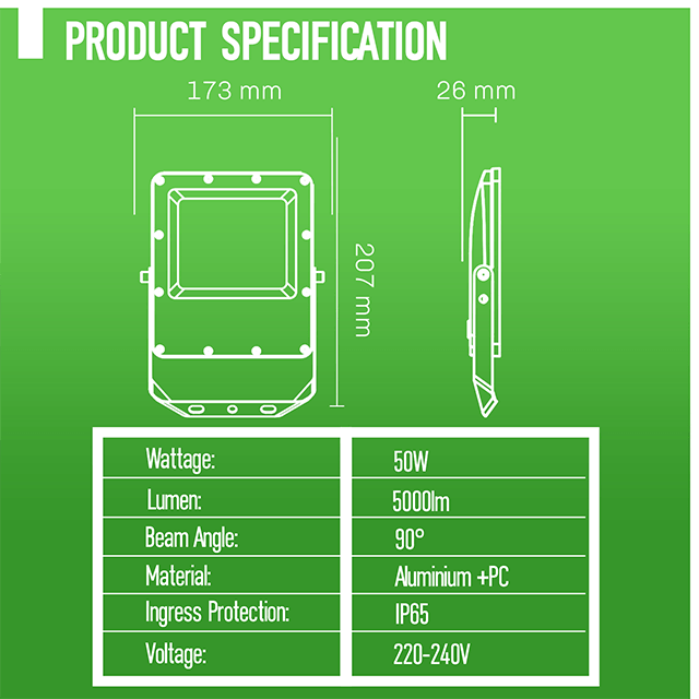 50W Led Floodlight Outdoor 5000LM Safety Lamp Waterproof IP65 Security Light Work Lighting 3CCT(3000K-4000K-6500K) Led Flood Light Outside for Garage, Garden, Backyard