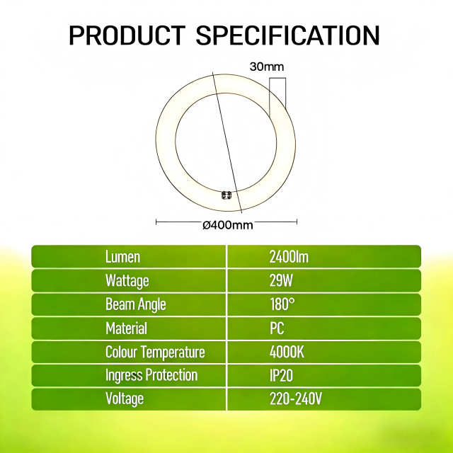 LED Circular Lamp T9 Φ400mm 29W 4000K 2900LM 220-240VAC G10q with CE EMC Not Dimmable