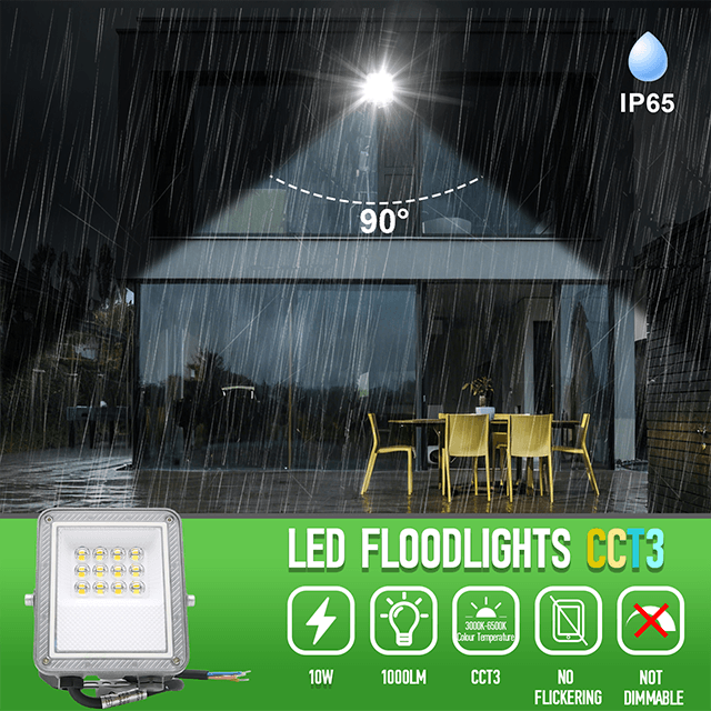 10W LED Floodlights 3CCT (3000K-4000K-6500K) 106 PT03