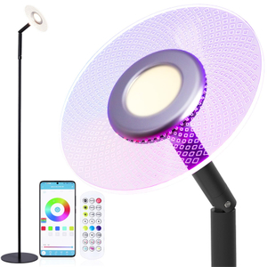 Floor Lamp for Living Room, RGBW Modern Floor Lamp with Music Sync, App & Remote Control, LED Tall Standing Lamp for Office, Bedroom, Gaming Room