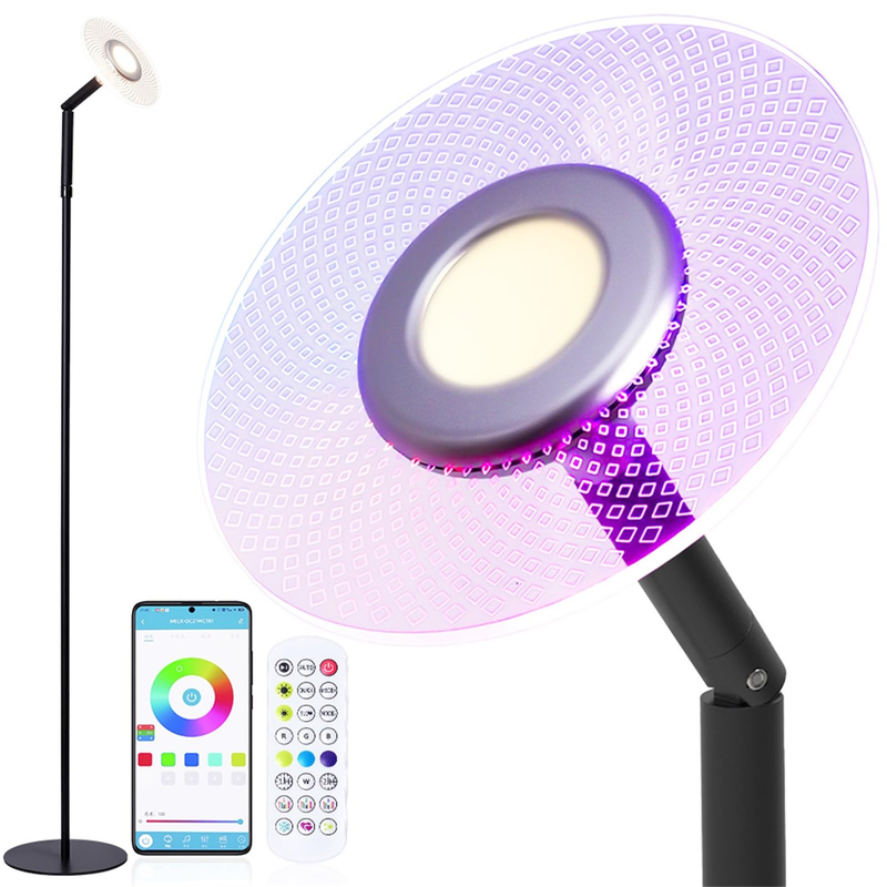 Floor Lamp for Living Room, RGBW Modern Floor Lamp with Music Sync, App & Remote Control, LED Tall Standing Lamp for Office, Bedroom, Gaming Room