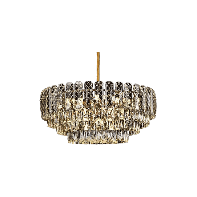9208 Electroplated Iron LED Gold Modern Crystal Pendant Lamp E14 Head 550MM 750MM