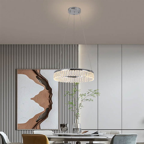 500Mm+32W Single Colour Light Source Aluminium + Crystal Sheet Chandeliers Ceiling Luxury Pendant Light Interior Ceilings