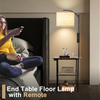 Floor Lamp with Table, End Table with Charging Station, 3 Color Temperatures 9W LED Bulb, Modern Shelves Side Table for Bedroom, Living Room
