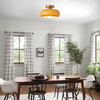 Semi Flush Mount Ceiling Light Fixture Gold Mid Century Modern Ceiling Lighting with Orange Dome Glass Shade Hallway Light Fixtures Ceiling Lamp for Bedroom Living Dining Room Kitchen 