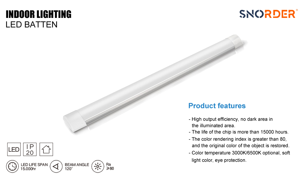 1. 18W 36W 54W LED modern dustproof bracket purification lamp 4000k, 60CM 120CM 150CM can be selected, and the voltage is 185-265V