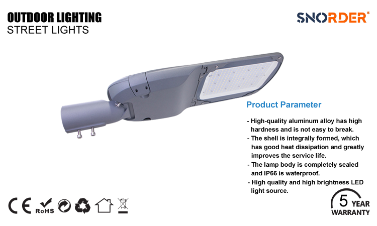 1. 5-year warranty 30W 60W 100W 150W LED European street lamp IP66 outdoor lighting AC100-277V can be selected